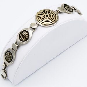 Kokopelli 14 k Gold and Sterling overlay Native Link Bracelet